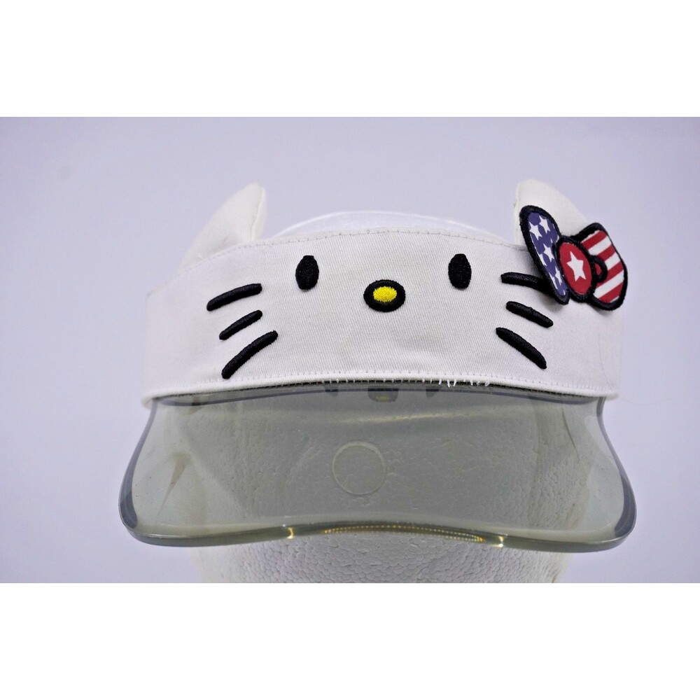 Sanrio Hello Kitty x Team USA Visor Cat Ears Adult One Size White Patriotic Bow
